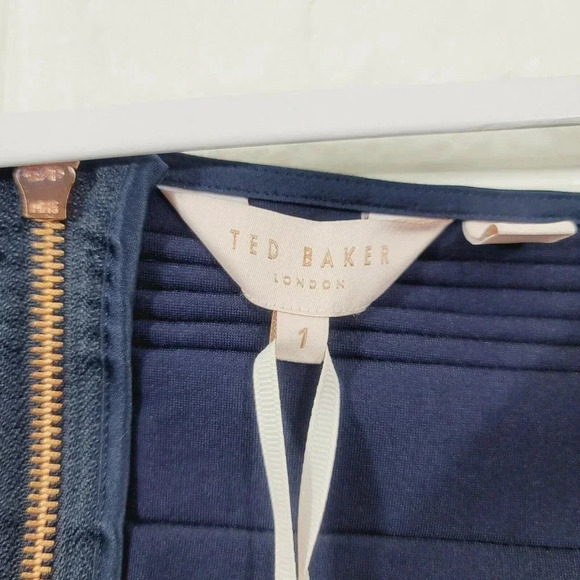 Ted Baker Women's Bardot Off The Shoulder Dress Cap Sleeve Stripe Blue Size 4 - Picture 6 of 8